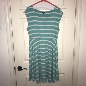 Teal and White Cap Sleeve Dress